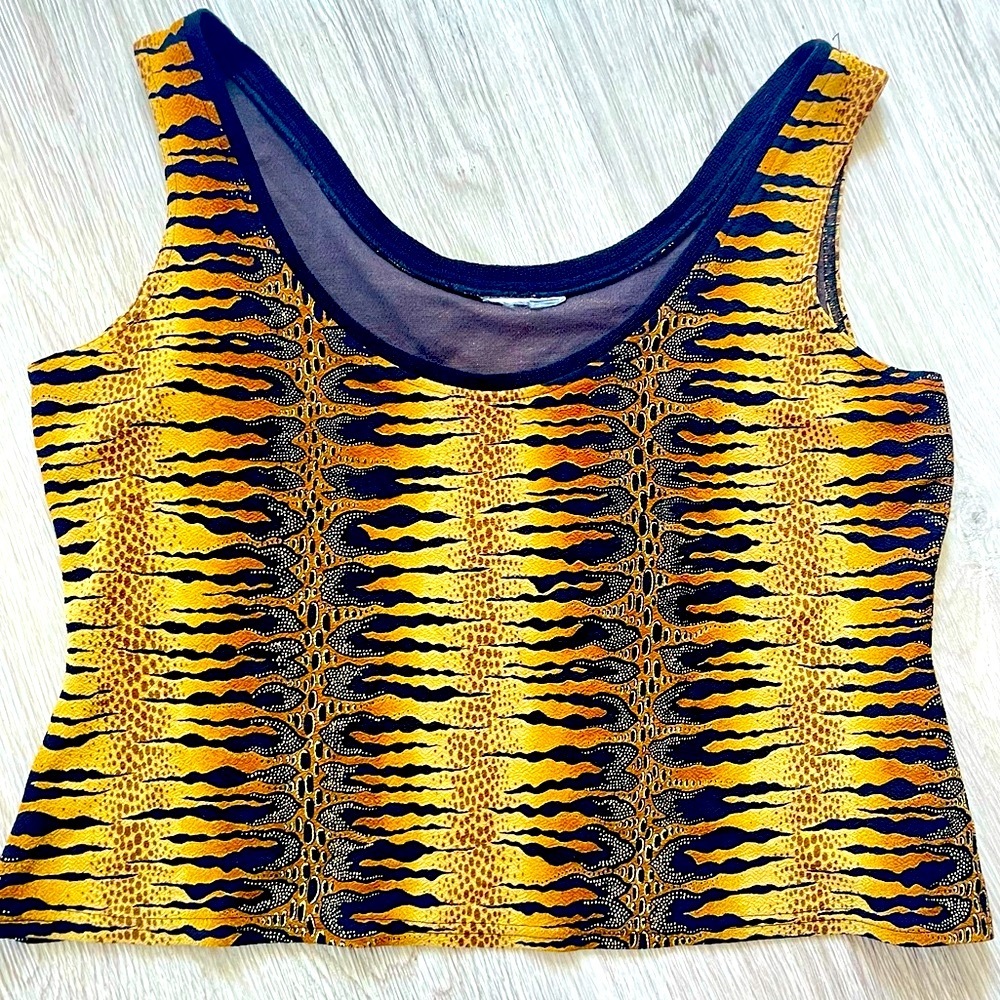 ANIMAL PRINT STRETCH CROPPED TANK TOP CAMI SIZE M/L
